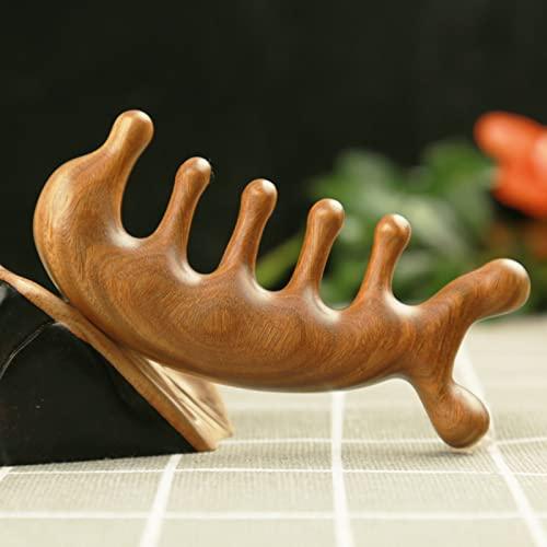 Peine de Gua Sha de Sándalo Verde SAEEYCUE 10x5cm Masajeador