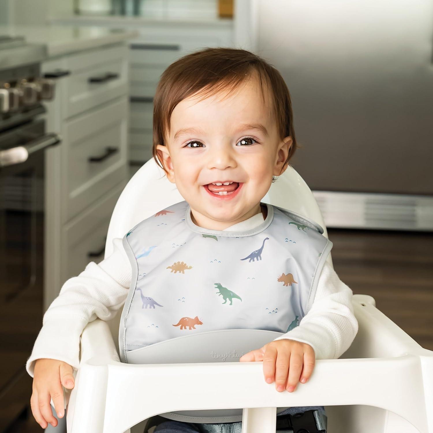 Baberos de Silicona Tiny Twinkle - Impermeables, 2 Piezas