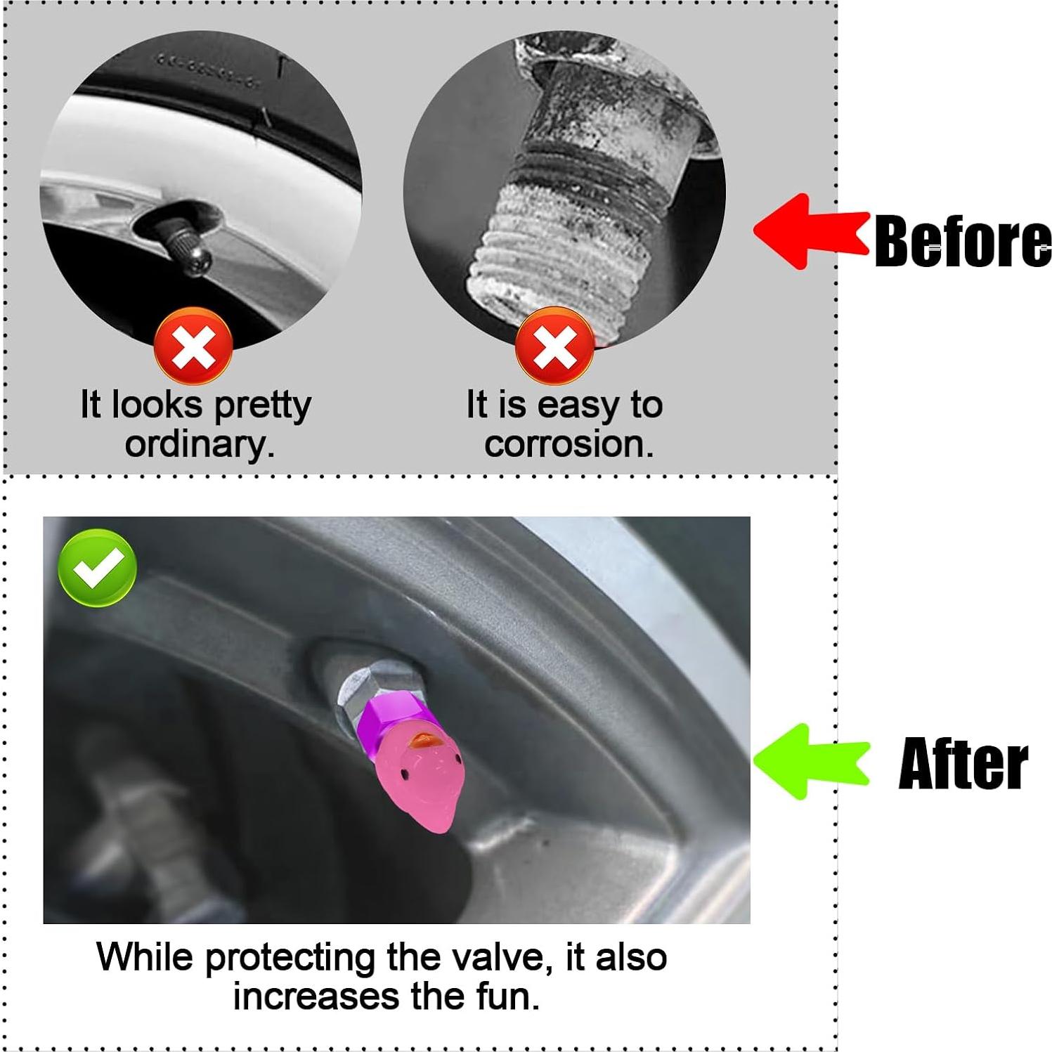 Tapa de Válvula de Neumático GOOTHX 4 Pcs Rosa Universal