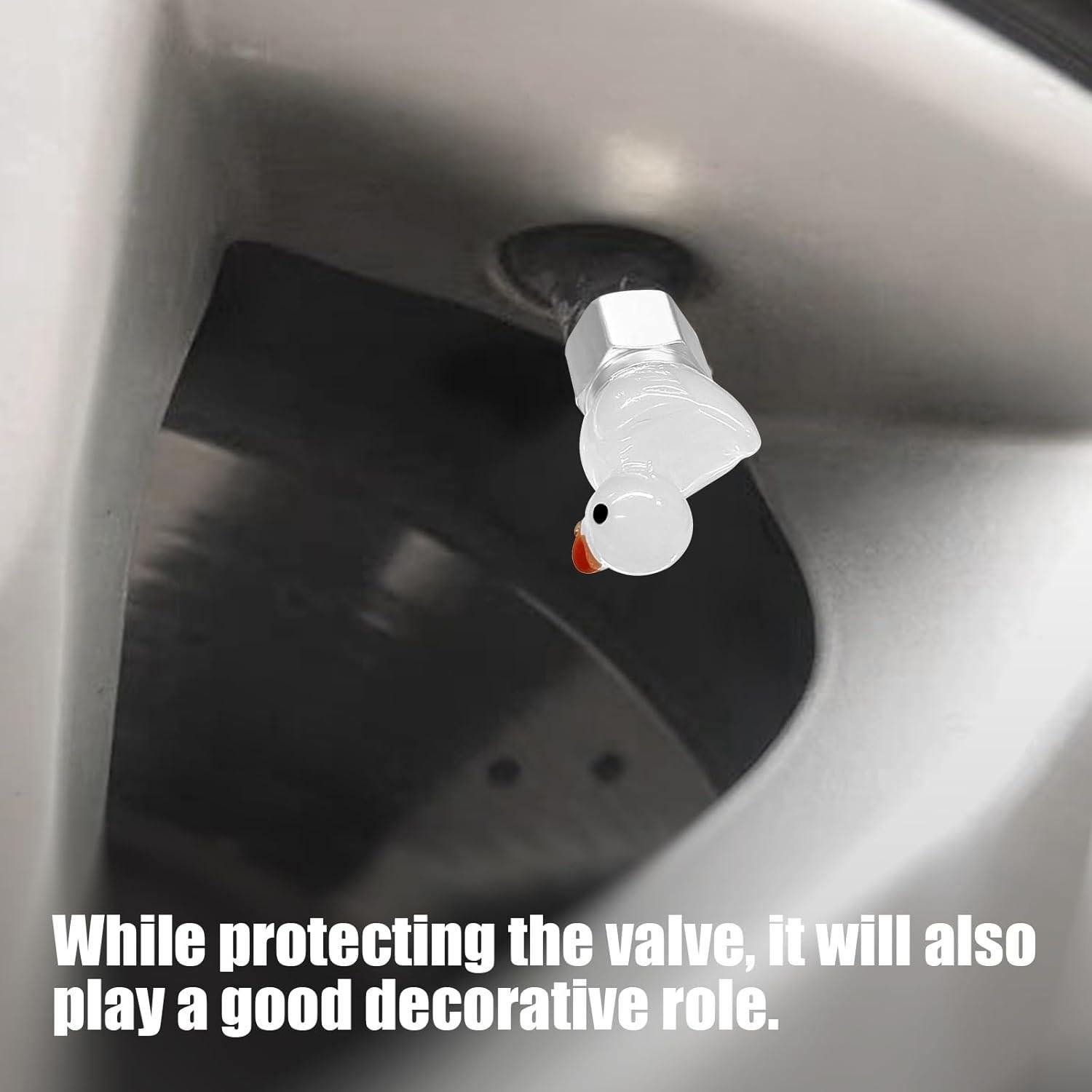 Tapa de Válvula de Neumático GOOTHX Pato 4 Pcs Universal Blanca