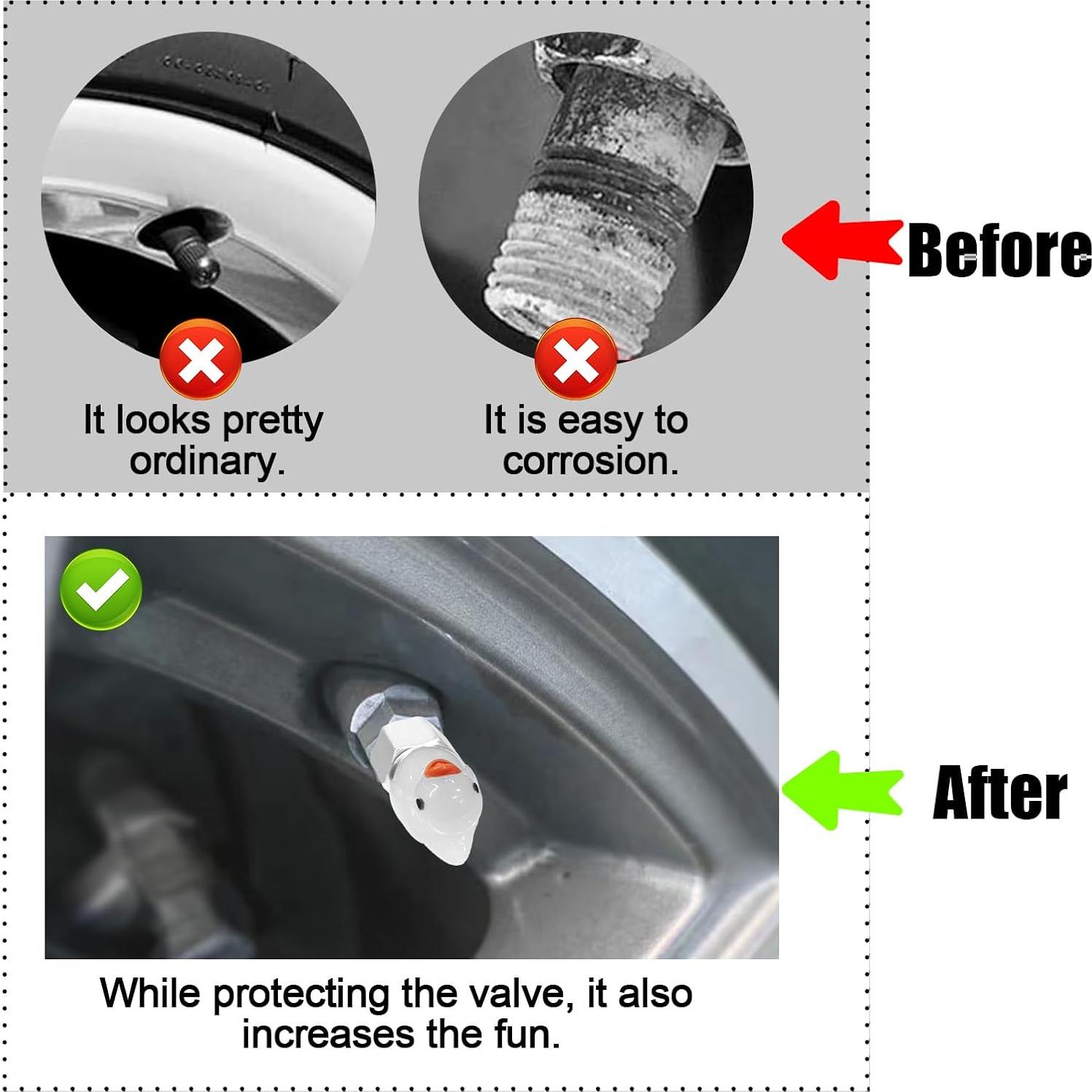 Tapa de Válvula de Neumático GOOTHX Pato 4 Pcs Universal Blanca