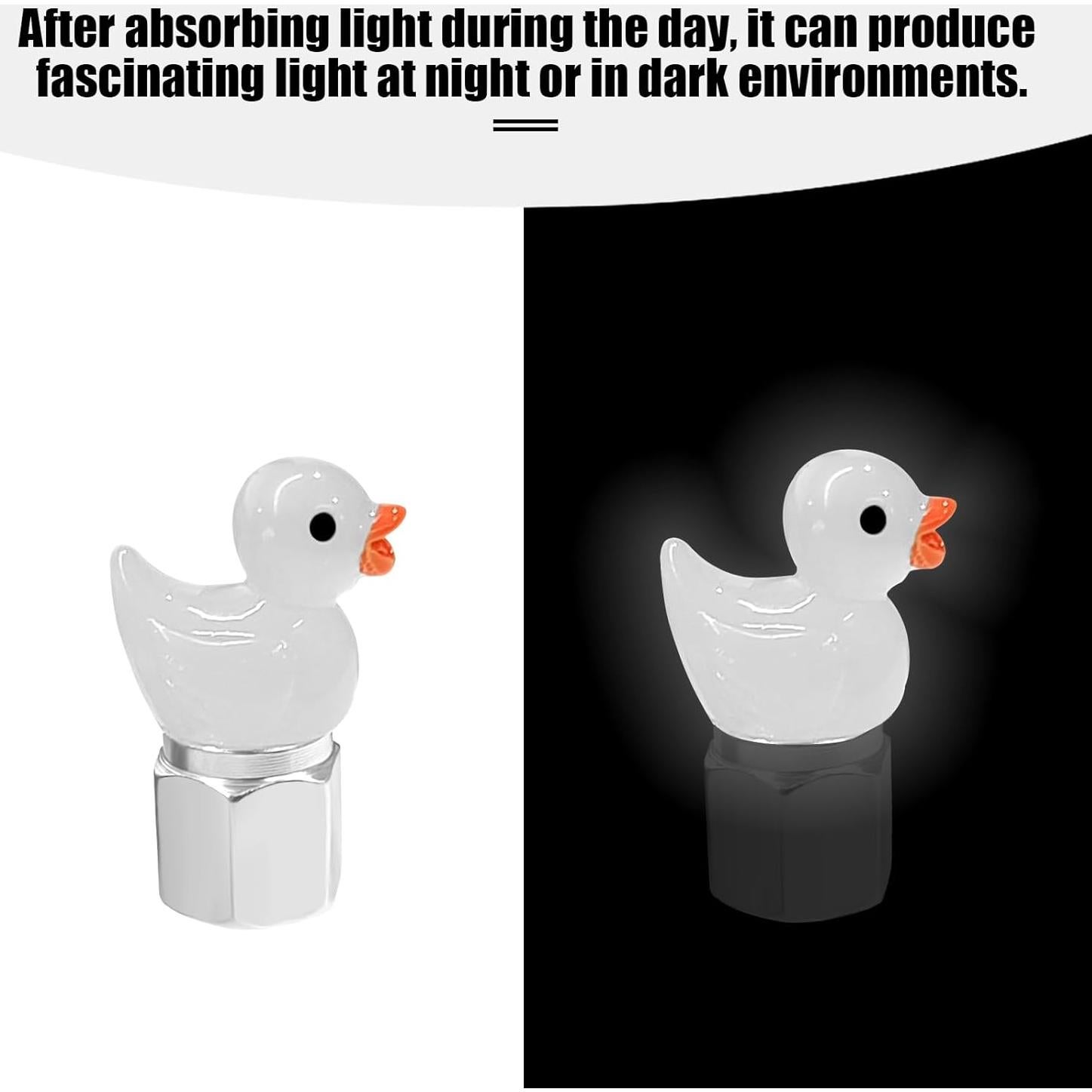 Tapa de Válvula de Neumático GOOTHX Pato 4 Pcs Universal Blanca