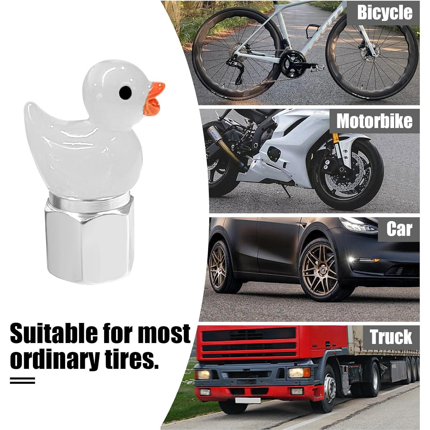 Tapa de Válvula de Neumático GOOTHX Pato 4 Pcs Universal Blanca