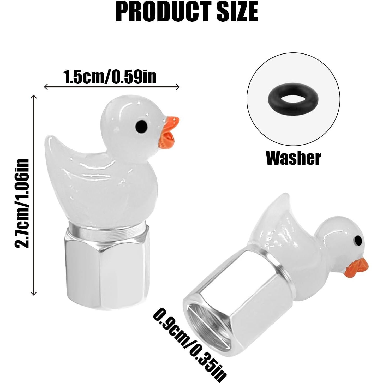 Tapa de Válvula de Neumático GOOTHX Pato 4 Pcs Universal Blanca