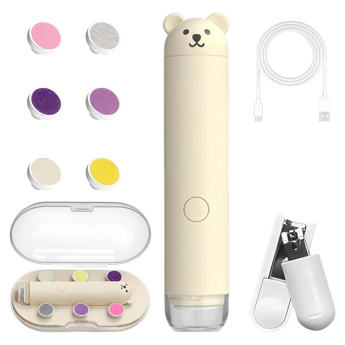 Cortador de Uñas Eléctrico PINjiaju Recargable con 6 Cabezas