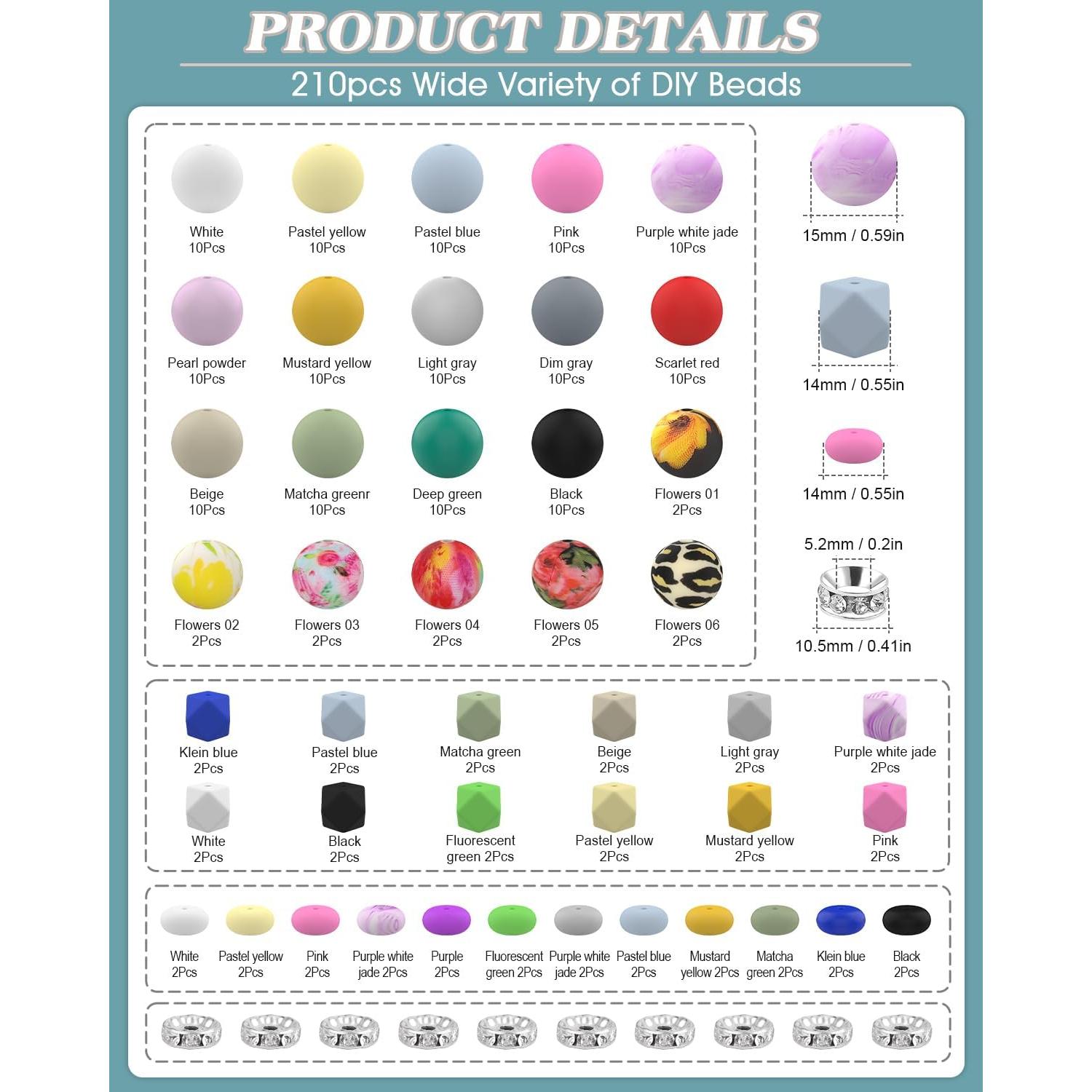 Kit de Perlas de Silicona Skalamio 246 Piezas 15mm Floral