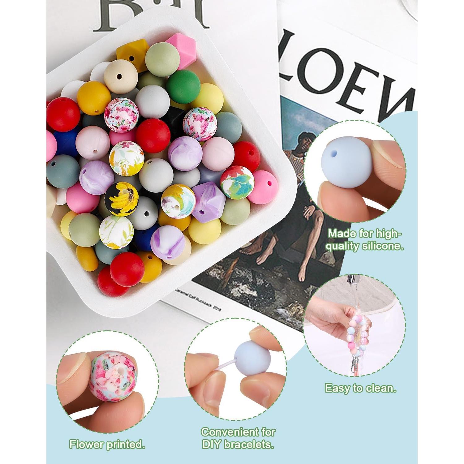 Kit de Perlas de Silicona Skalamio 246 Piezas 15mm Floral