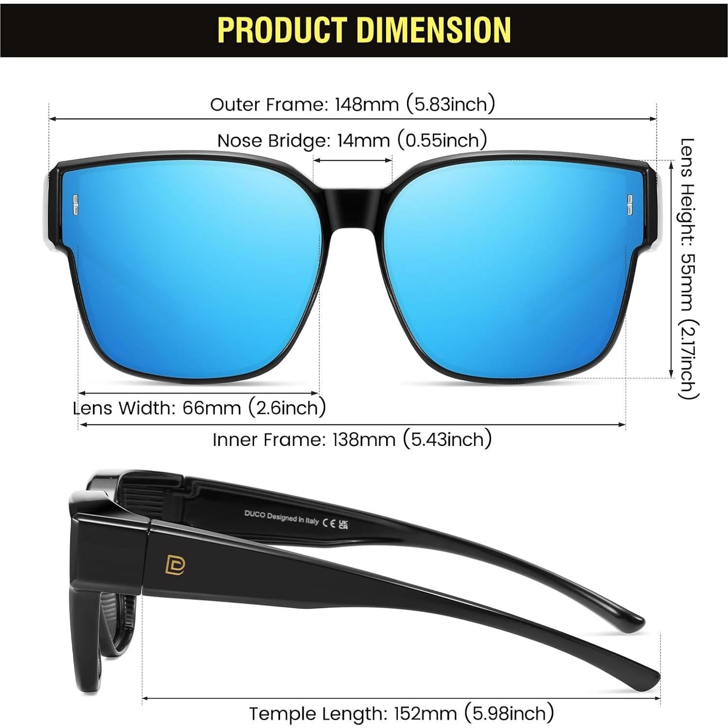 Gafas de sol DUCO Fit Over polarizadas UV400 para hombres y mujeres