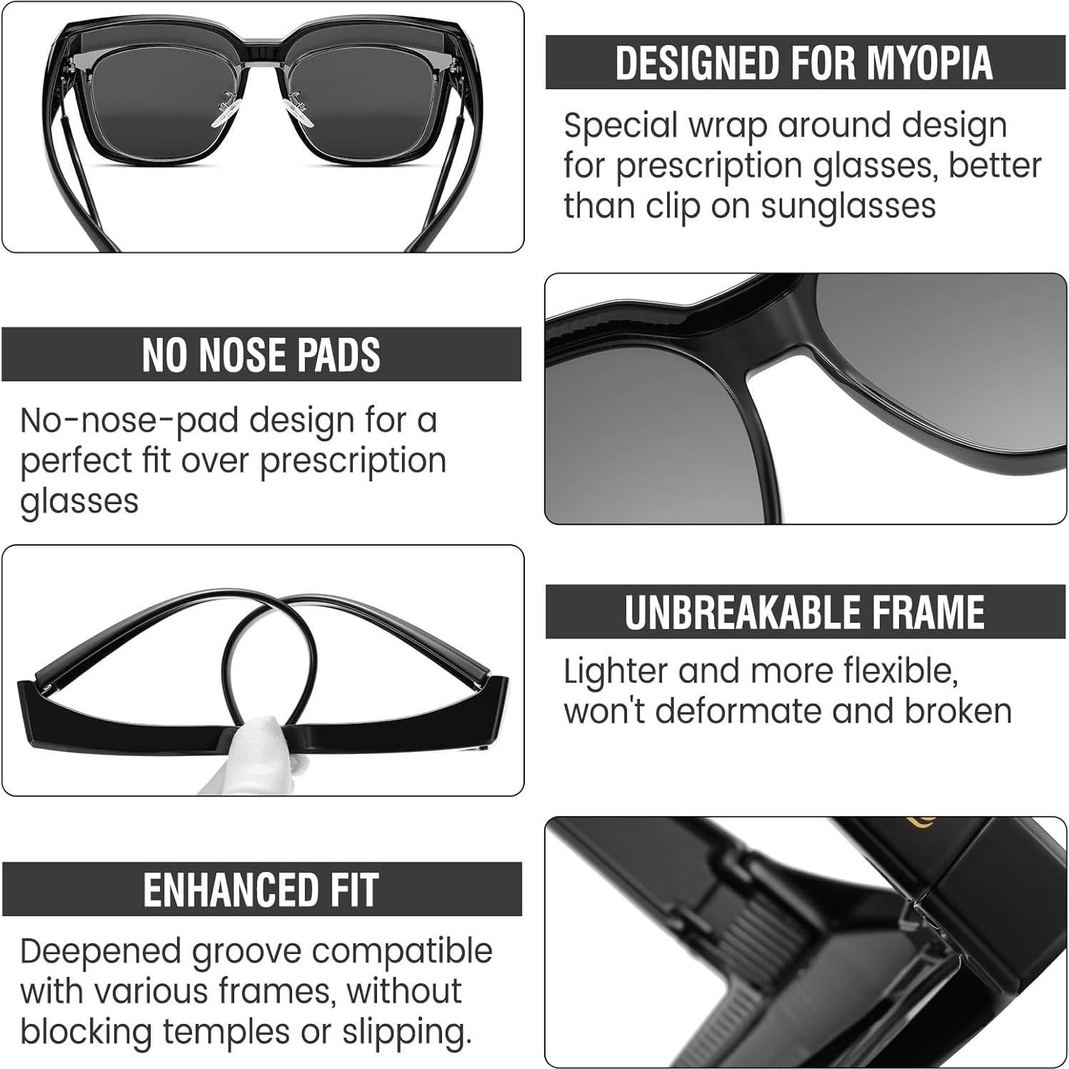 Gafas de sol DUCO Fit Over polarizadas UV400 para hombres y mujeres