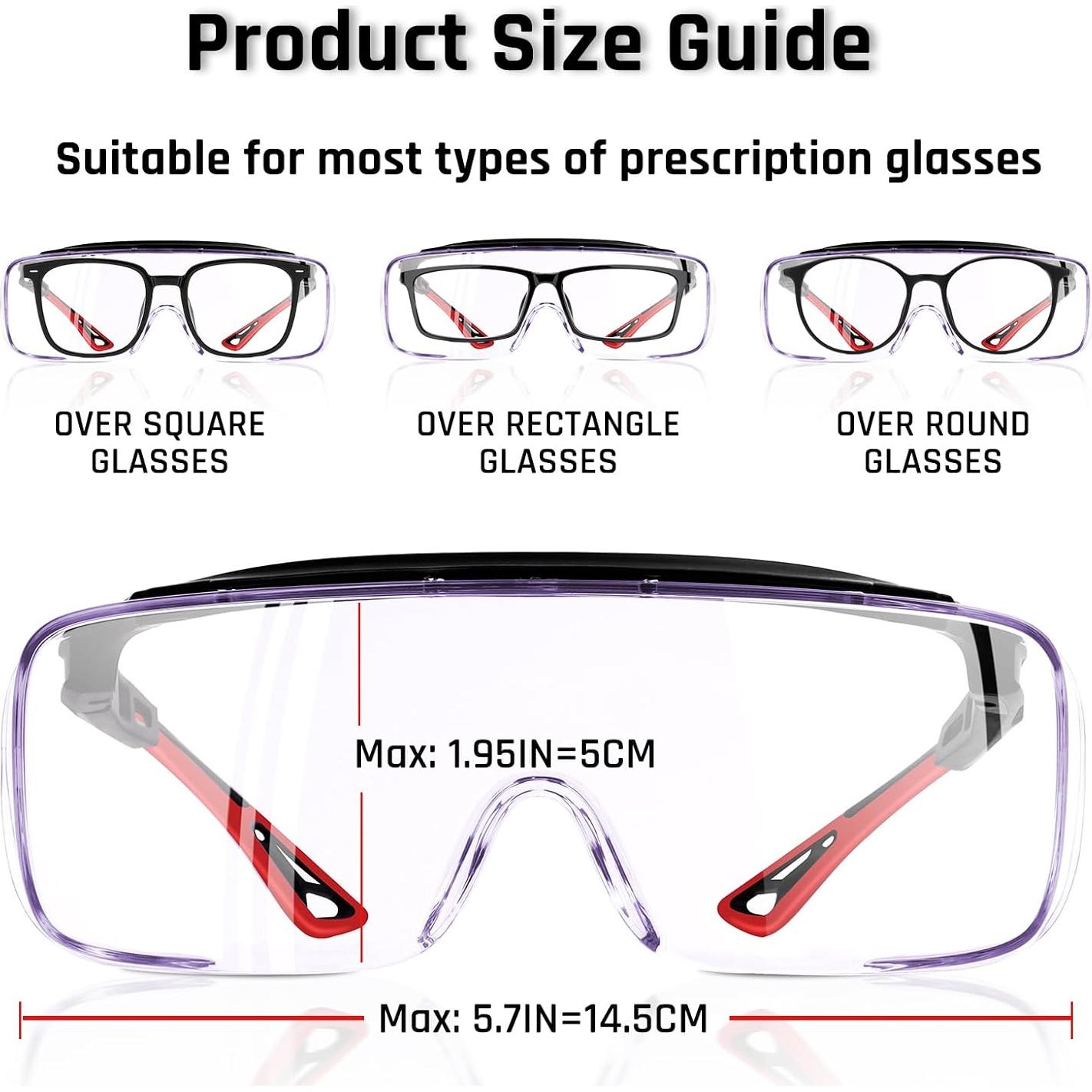 Gafas de Seguridad sobre Gafas Graduadas ANSI Z87.1 - Rojo/Negro