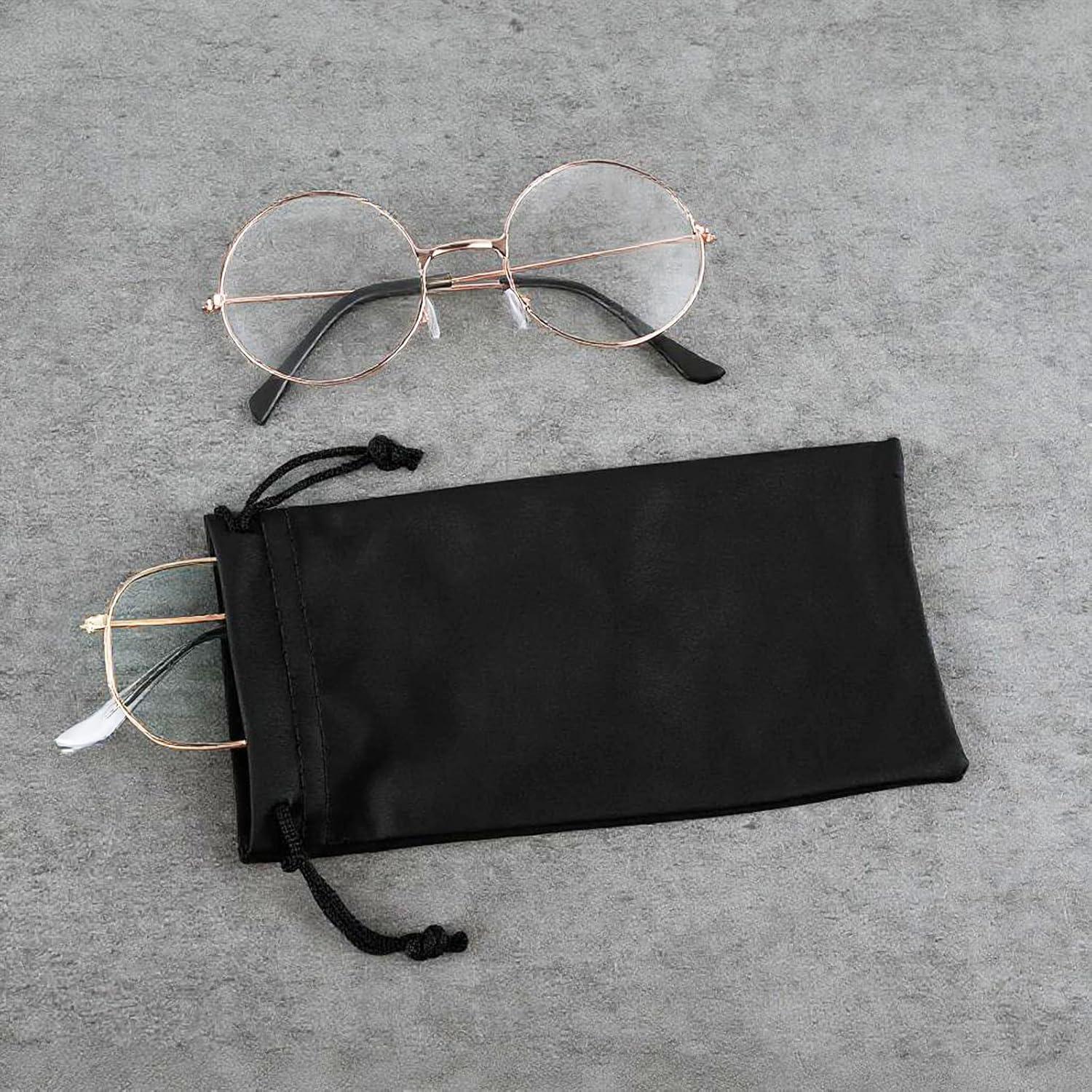 4 Bolsas de Gafas Microfibra con Cierre de Cuerda - Colores Variados