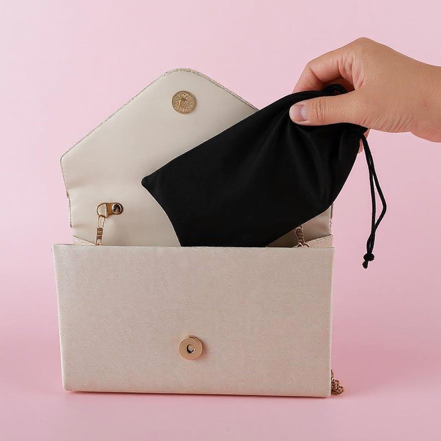 4 Bolsas de Gafas Microfibra con Cierre de Cuerda - Colores Variados