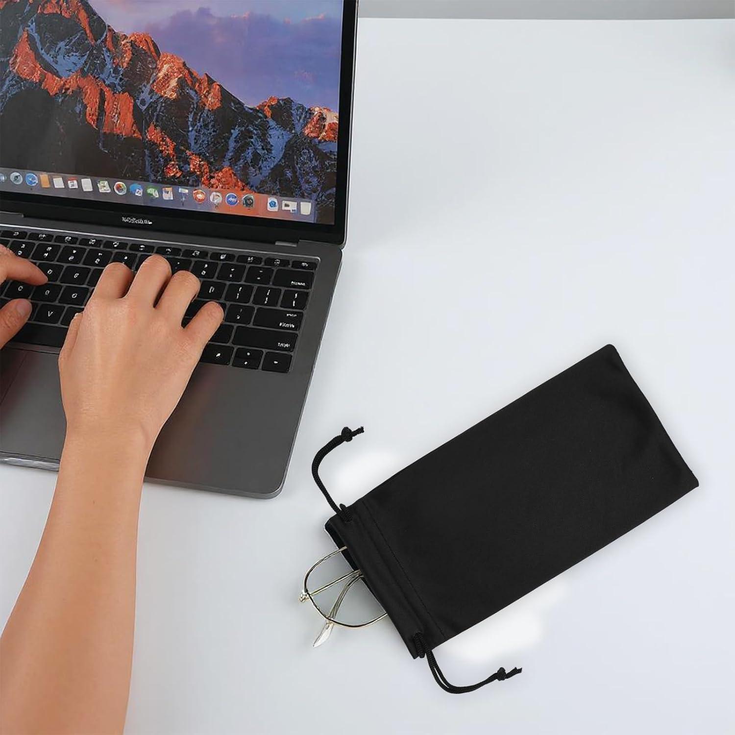 4 Bolsas de Gafas Microfibra con Cierre de Cuerda - Colores Variados