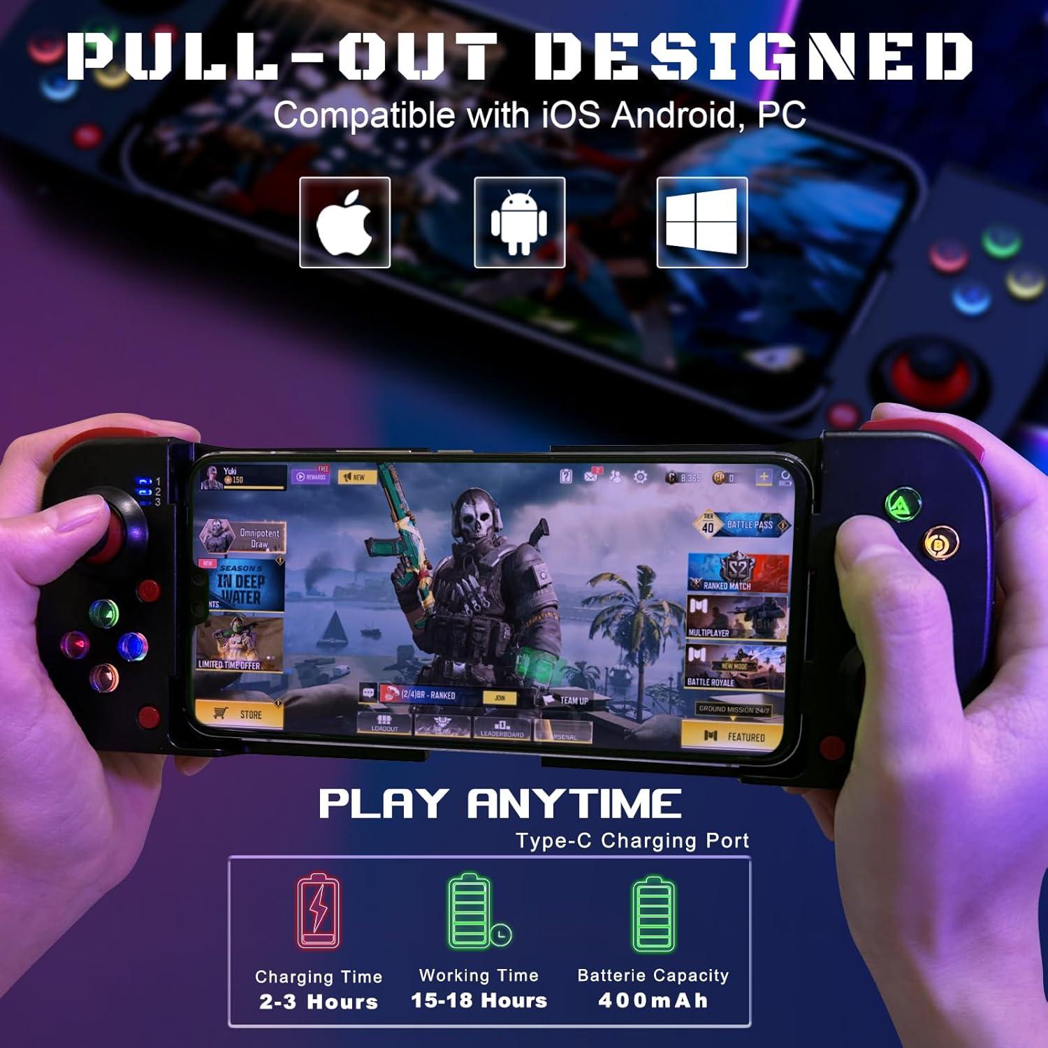Controlador de Juego Móvil Megadream para iPhone y Android - Negro