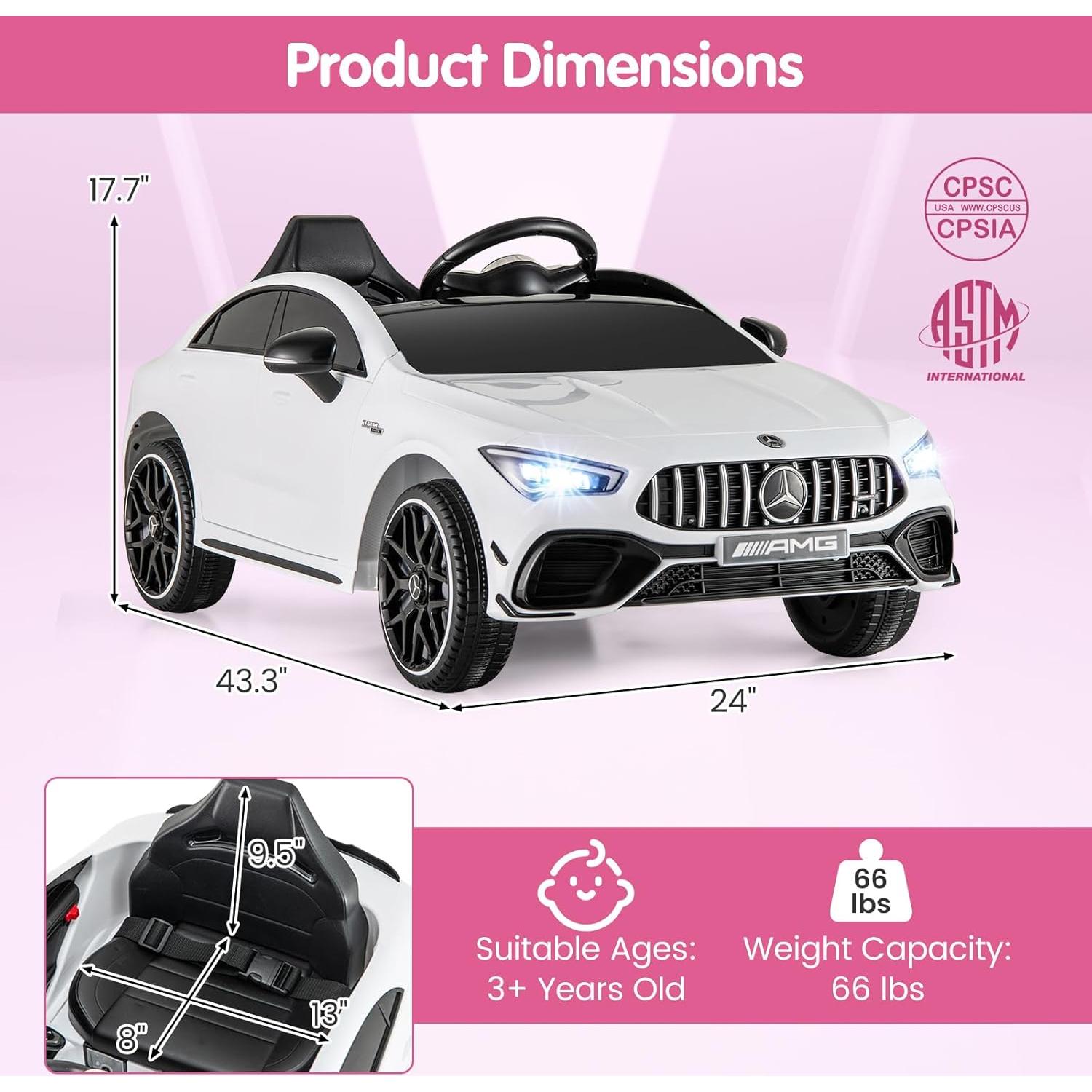 Coche Eléctrico Mercedes-Benz 12V Costzon para Niños Blanco