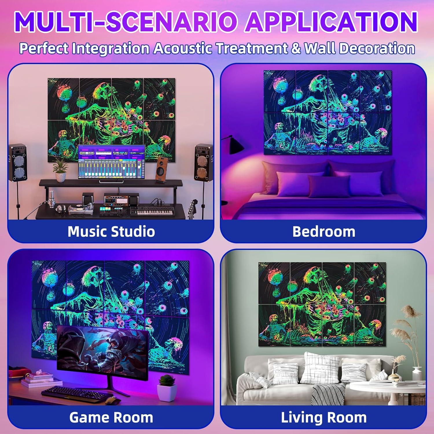 Paquete de 8 Paneles Acústicos AtawLege Esqueleto Humano 121.9x81.3cm