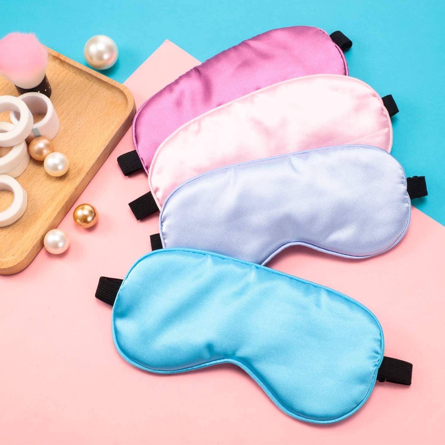 12 Máscaras de Ojos de Seda BBTO Ajustables para Dormir