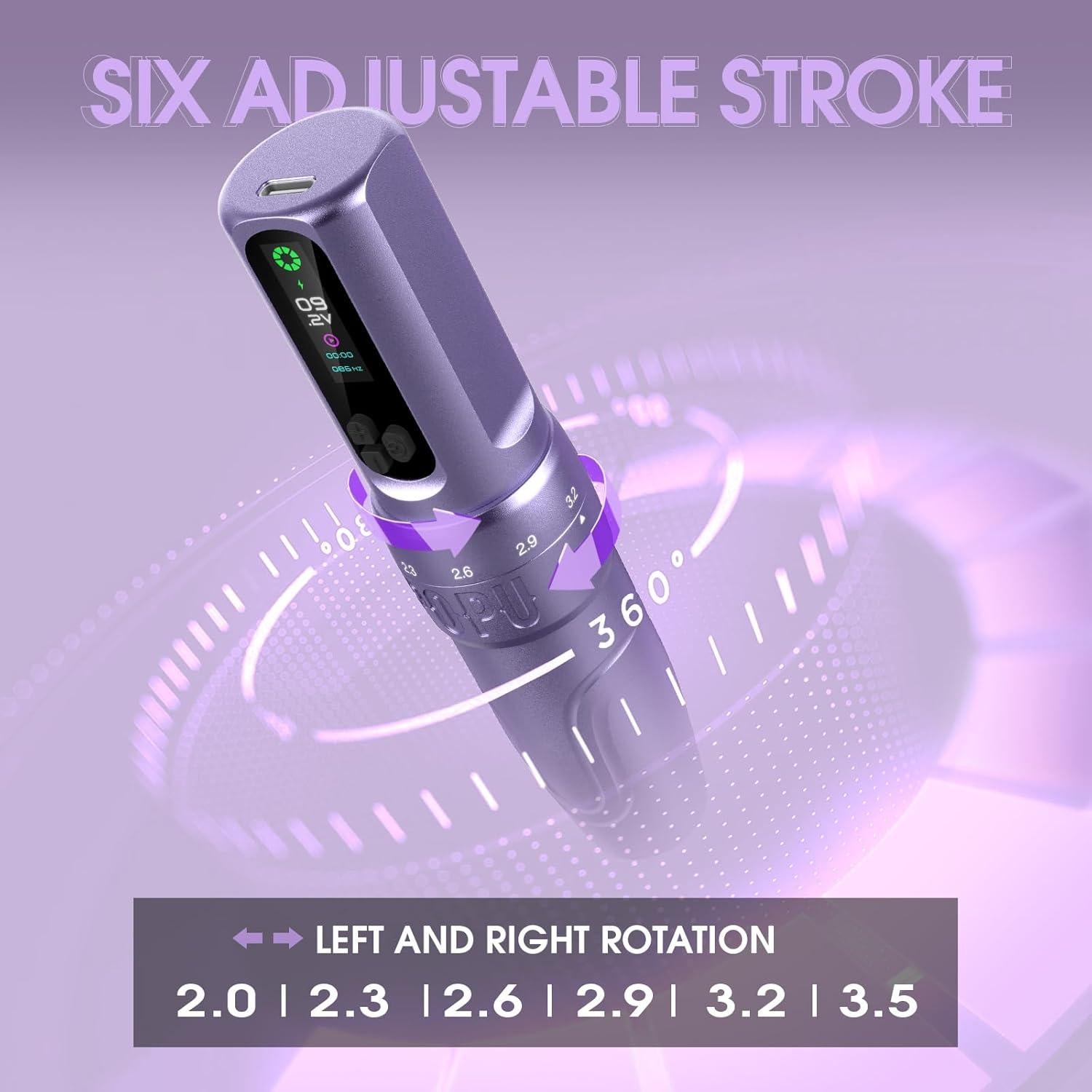 Máquina de Tatuaje Inalámbrica DIVA 1600mAh 6 Golpes Ajustables