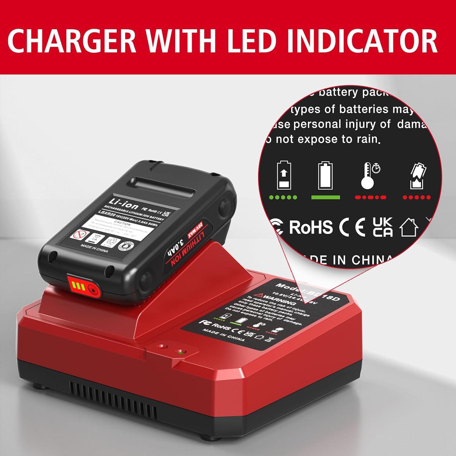 2 Baterías de Litio 3.0Ah 20V + Cargador Black & Decker