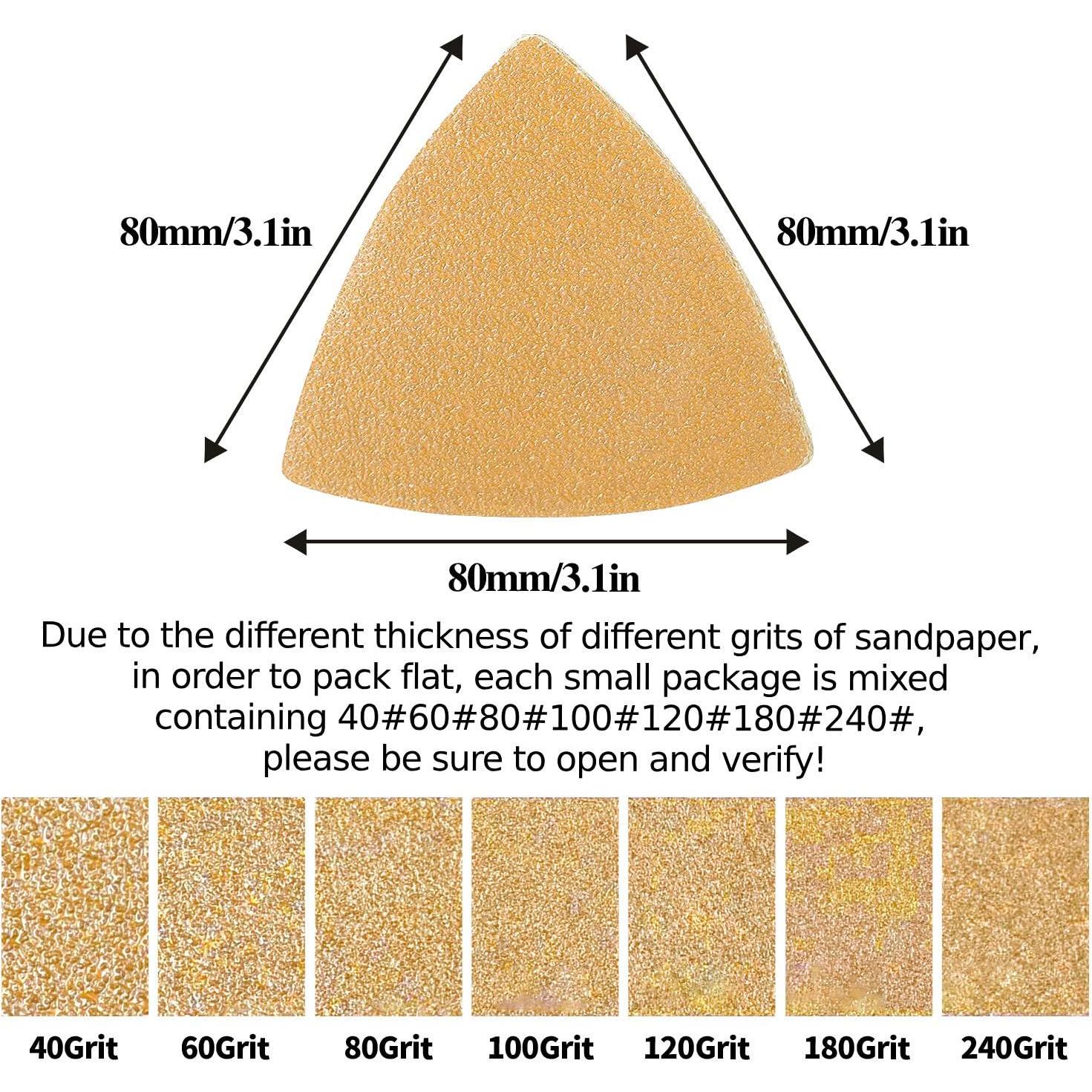 Kit de Almohadillas de Lijado 100PCS Gulrear Triangular Amarillo