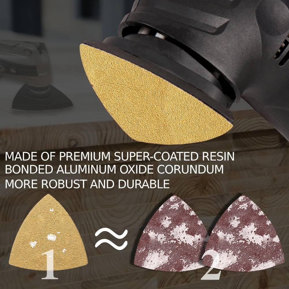 Kit de Almohadillas de Lijado 100PCS Gulrear Triangular Amarillo