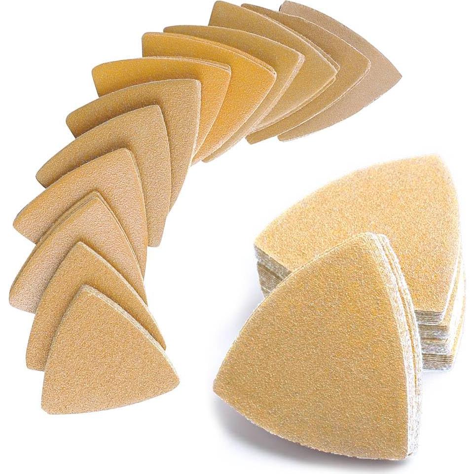 Kit de Almohadillas de Lijado 100PCS Gulrear Triangular Amarillo