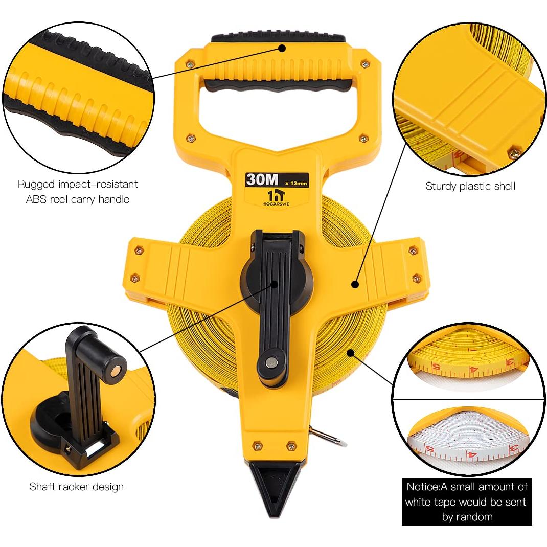 Cinta Métrica de Fibra de Vidrio HOGARSWE 30M 1/2" Doble Escala