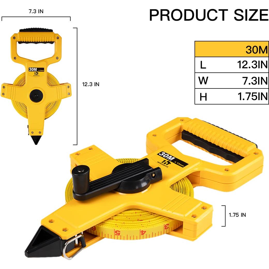 Cinta Métrica de Fibra de Vidrio HOGARSWE 30M 1/2" Doble Escala