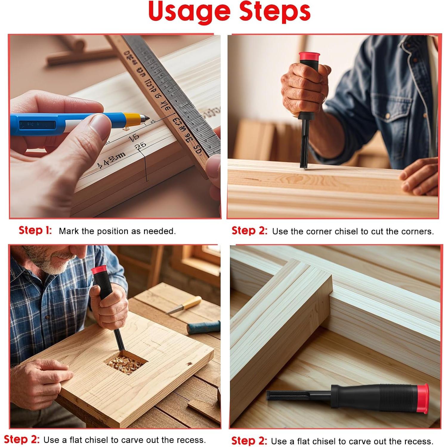 Cincel de Esquina Wanocean 8mm para Carpintería - Corte Preciso