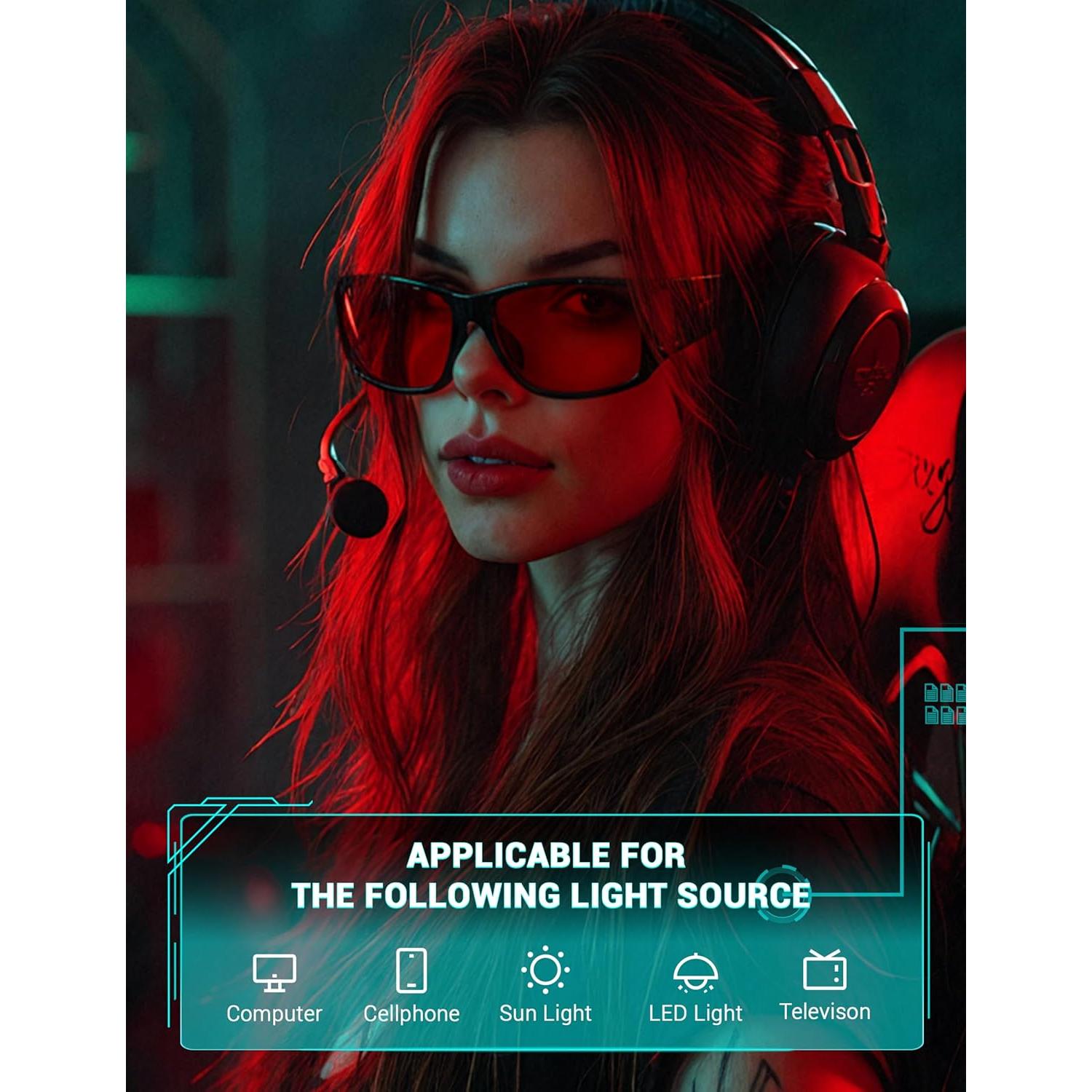 Gafas de Sueño TIJN Sonia - Bloqueo Luz Azul y Verde, Lente Roja