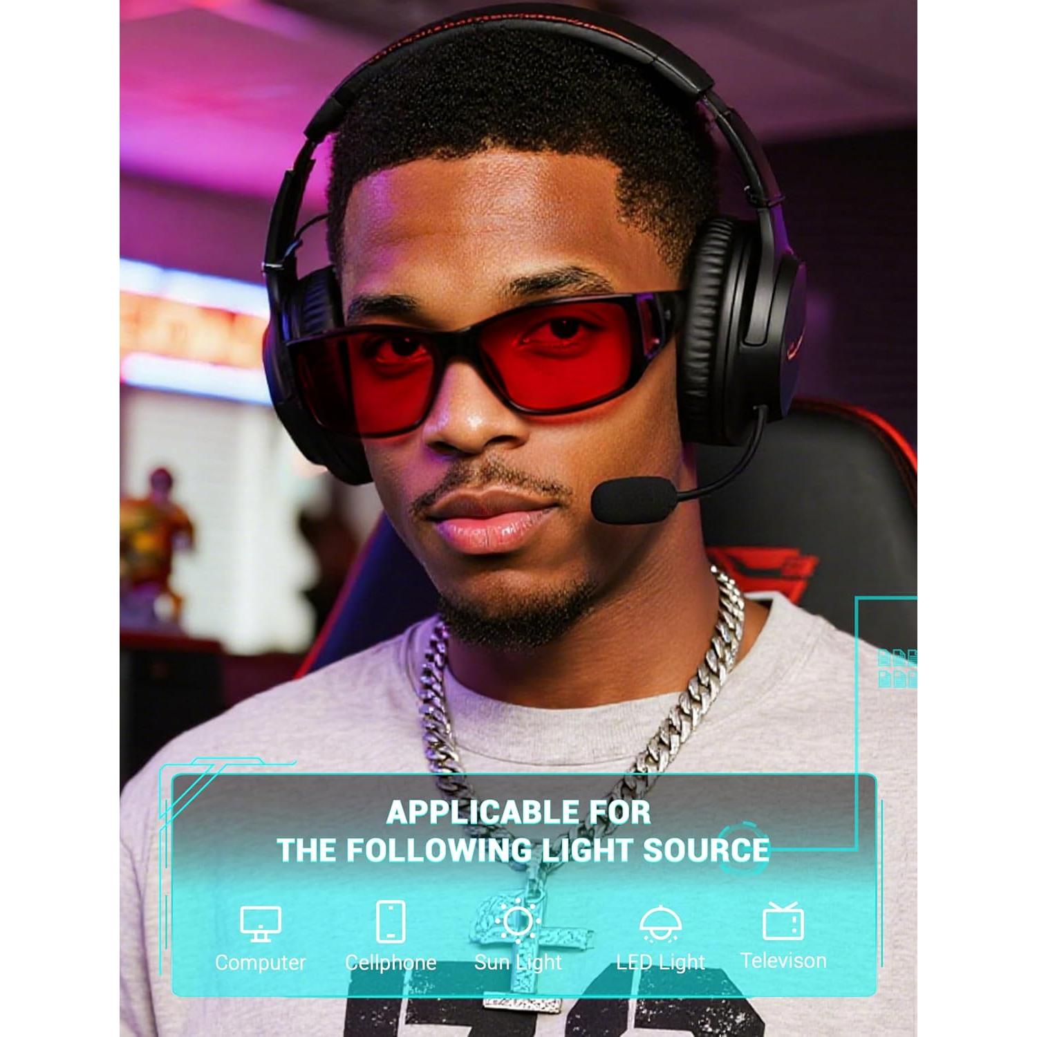 Gafas de Sueño TIJN Sonia - Bloqueo Luz Azul y Verde, Lente Roja