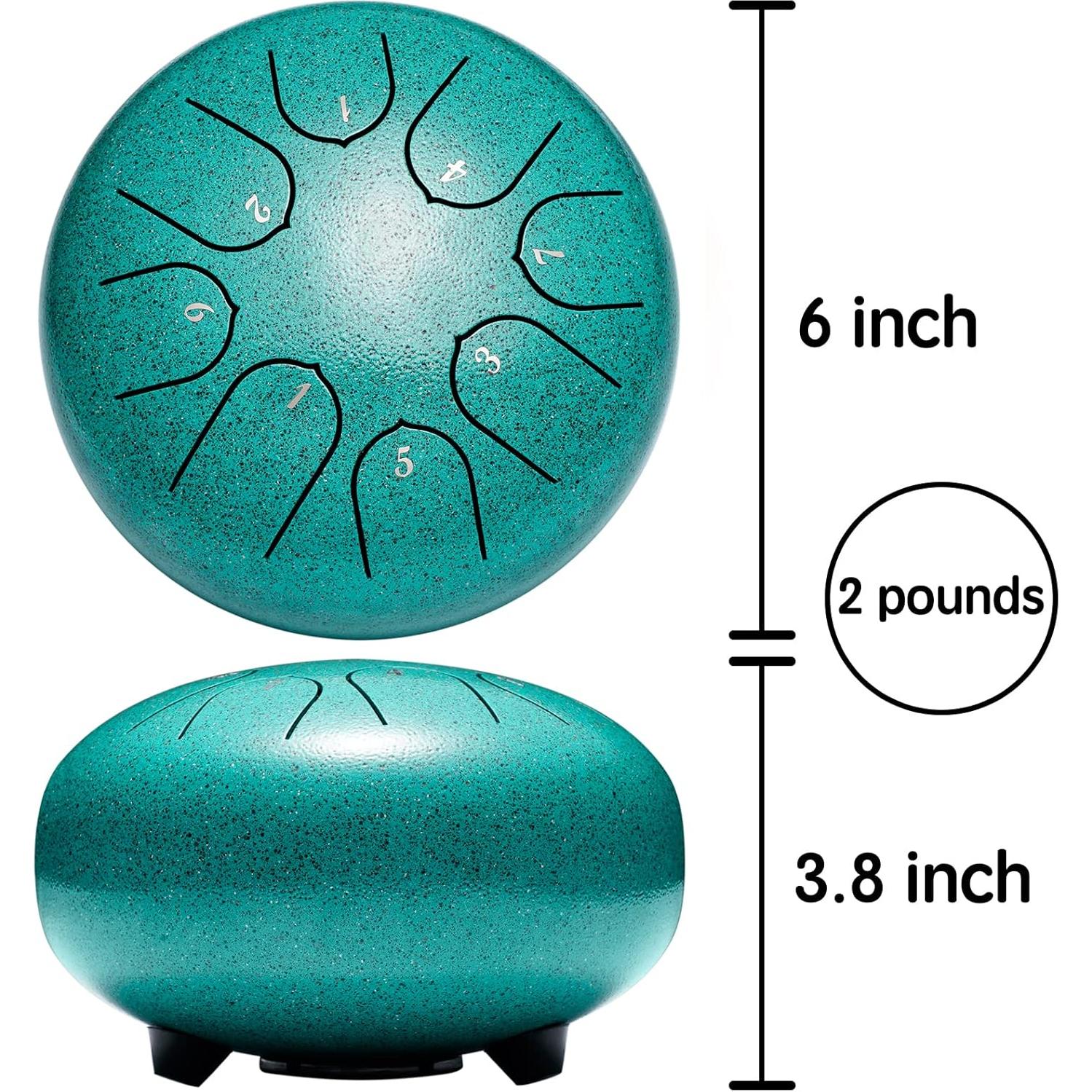 Tambor de Lengua de Acero 15cm 8 Notas Lronbird Malaquita