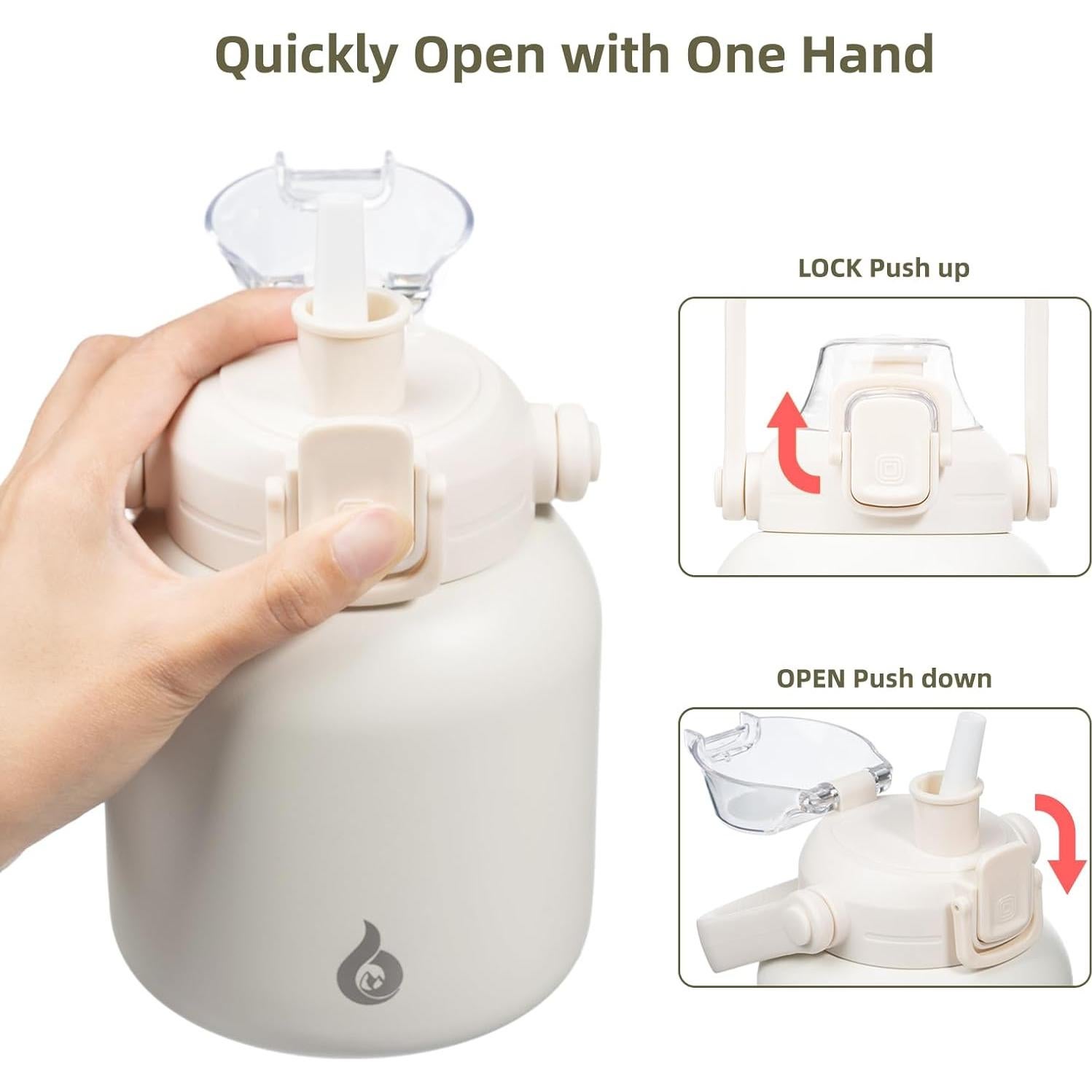 Botella de Agua Aislada BJPKPK 600 ml con Pajilla y Asa