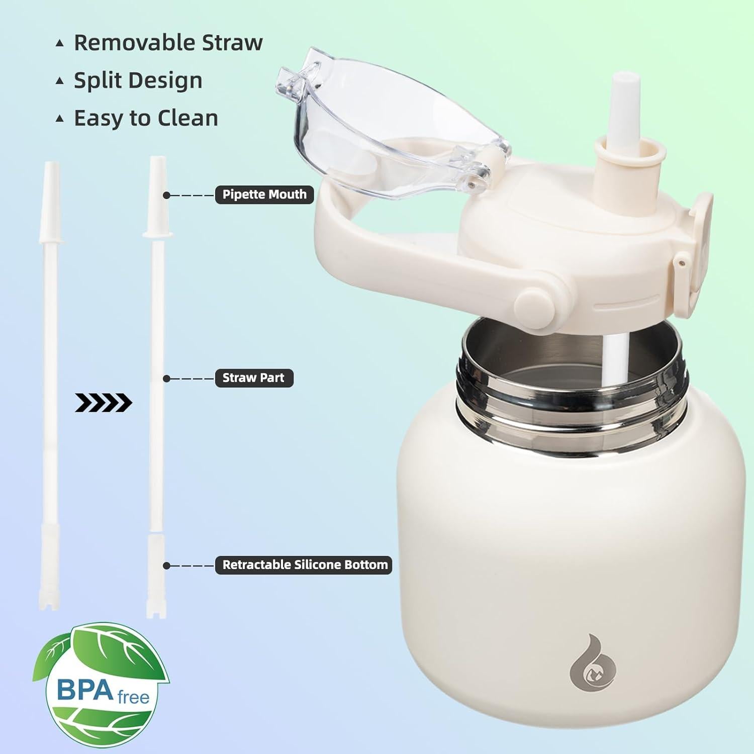 Botella de Agua Aislada BJPKPK 600 ml con Pajilla y Asa