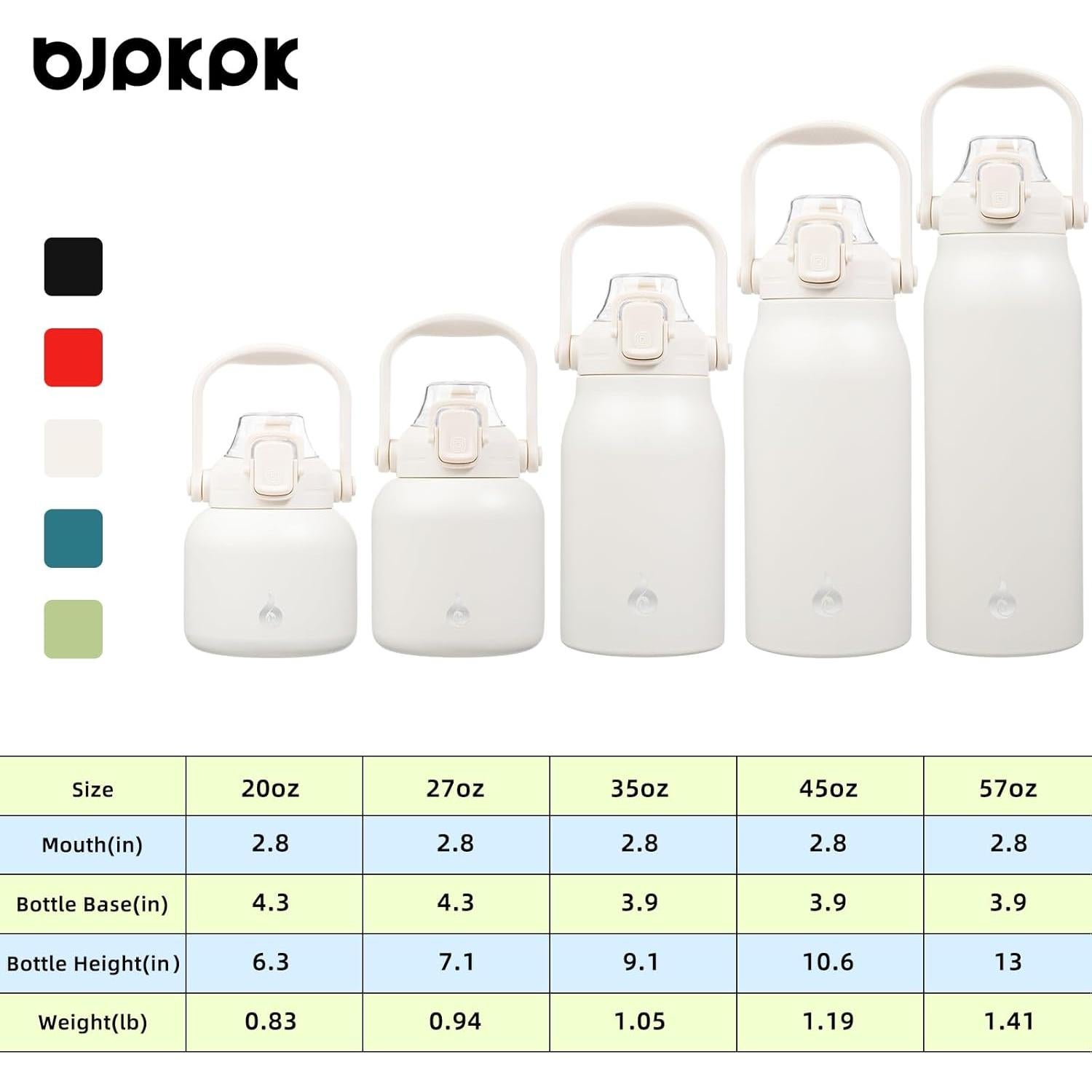 Botella de Agua Aislada BJPKPK 600 ml con Pajilla y Asa