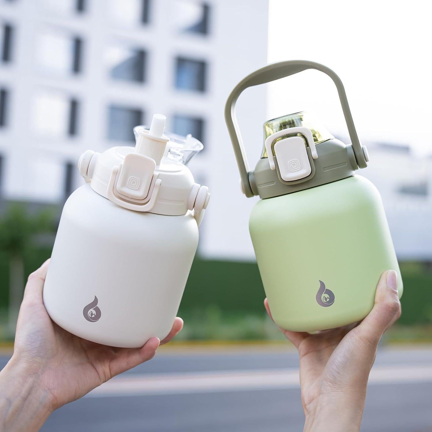 Botella de Agua Aislada BJPKPK 600 ml con Pajilla y Asa