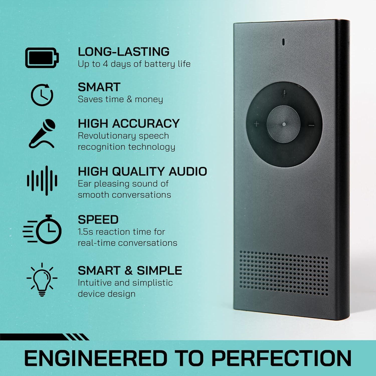 Traductor de Lenguaje Instantáneo Poliglu - 36 Idiomas, Portátil