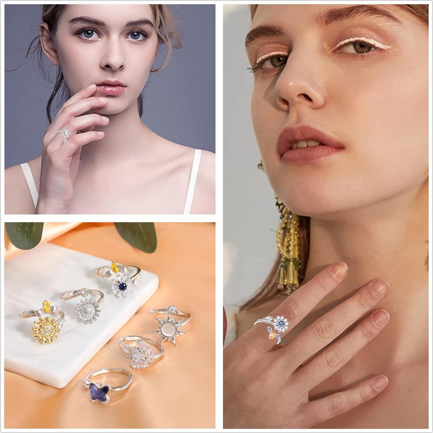 Juego de Anillos Fidget Honsny para Mujeres - 6 Estilos