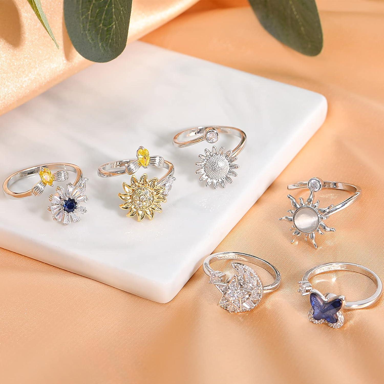 Juego de Anillos Fidget Honsny para Mujeres - 6 Estilos