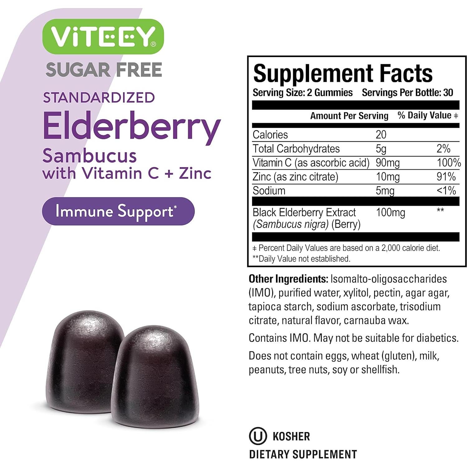 Gomas de Saúco Viteey 60 Unidades - Vitamina C y Zinc Veganas