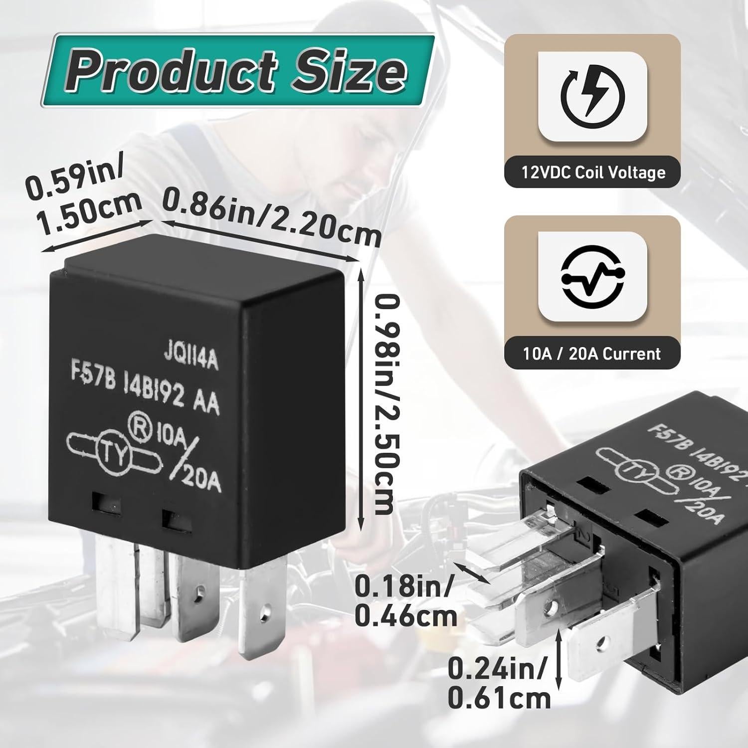 Relé Automotriz F57B14B192AA Gfdoso 10A/20A 12VDC - 2 Piezas