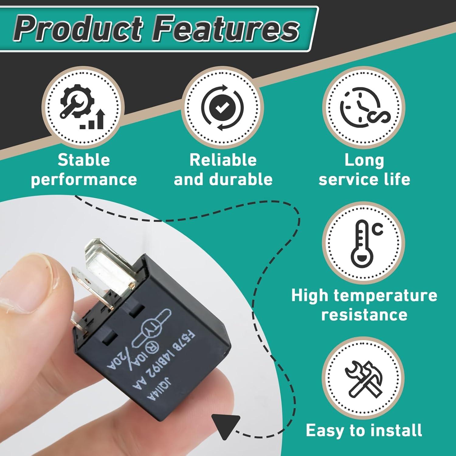 Relé Automotriz F57B14B192AA Gfdoso 10A/20A 12VDC - 2 Piezas