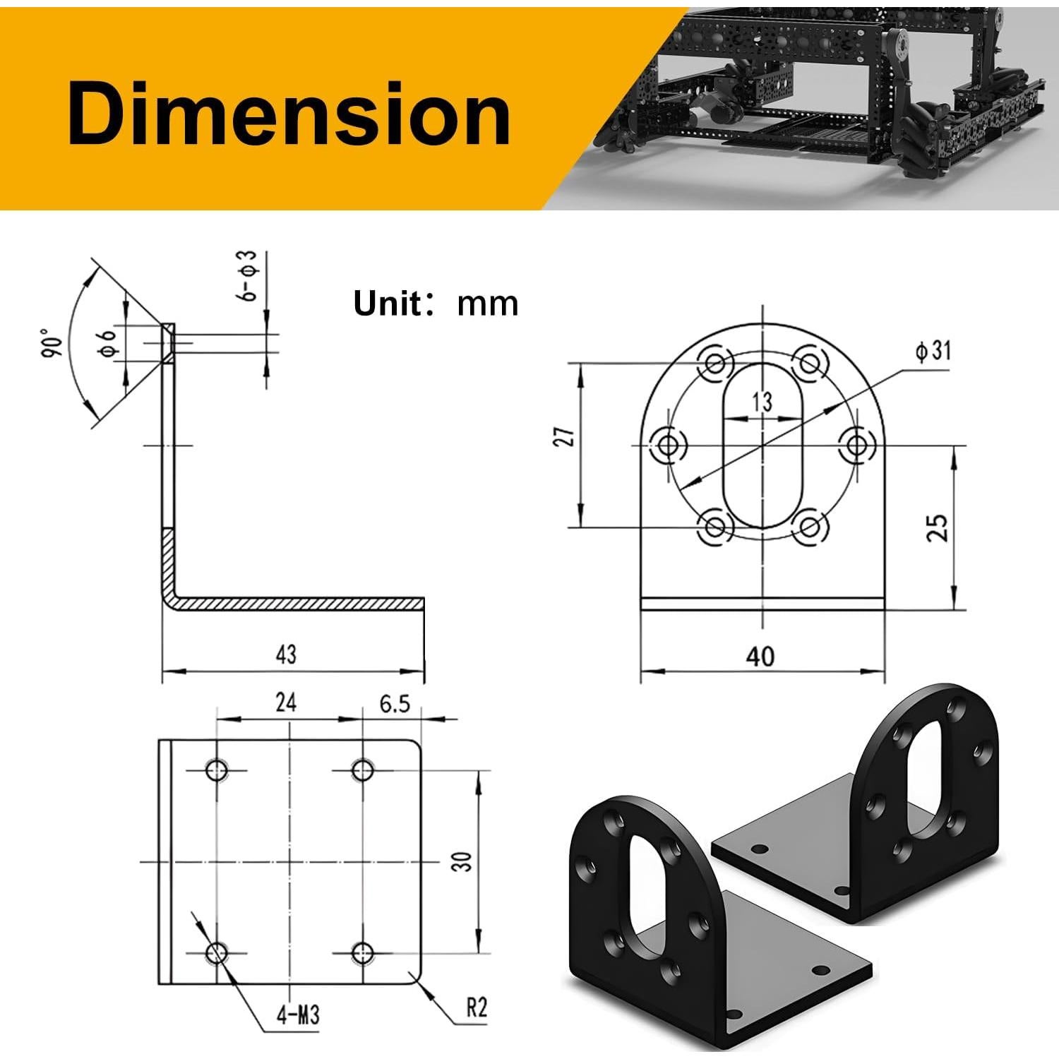 Juego de Soporte de Motor DC 37mm Mrosnail - Hierro Antioxidante