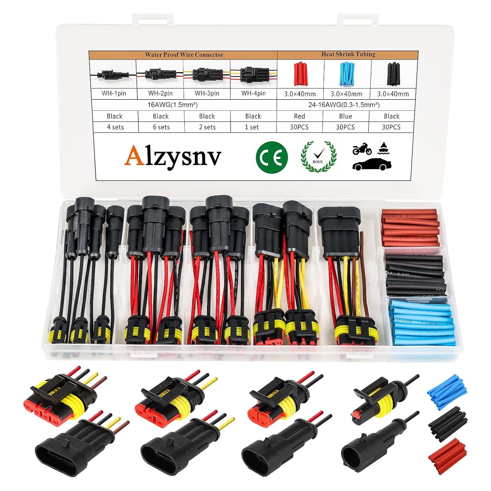 Kit de conectores eléctricos automotrices Alzysnv 1/2/3/4 Pin