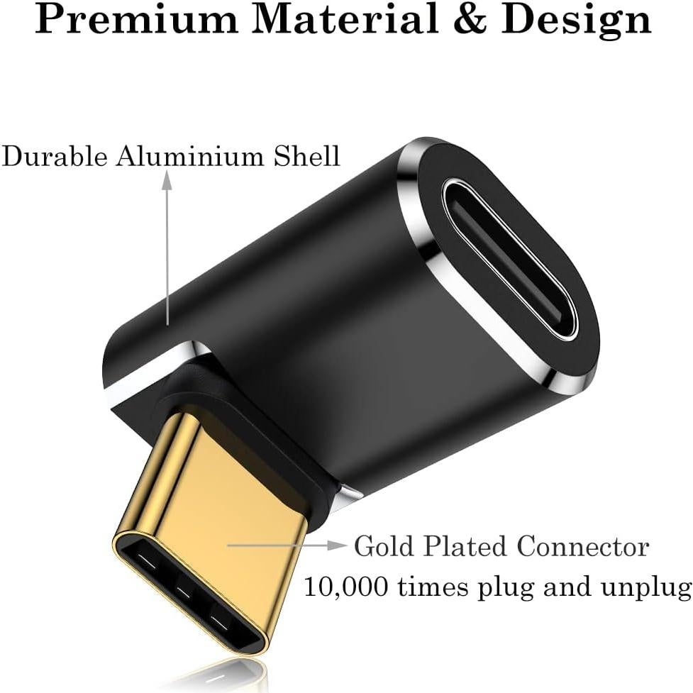 Adaptador USB C 90 Grados AuviPal - Paquete de 2, Negro