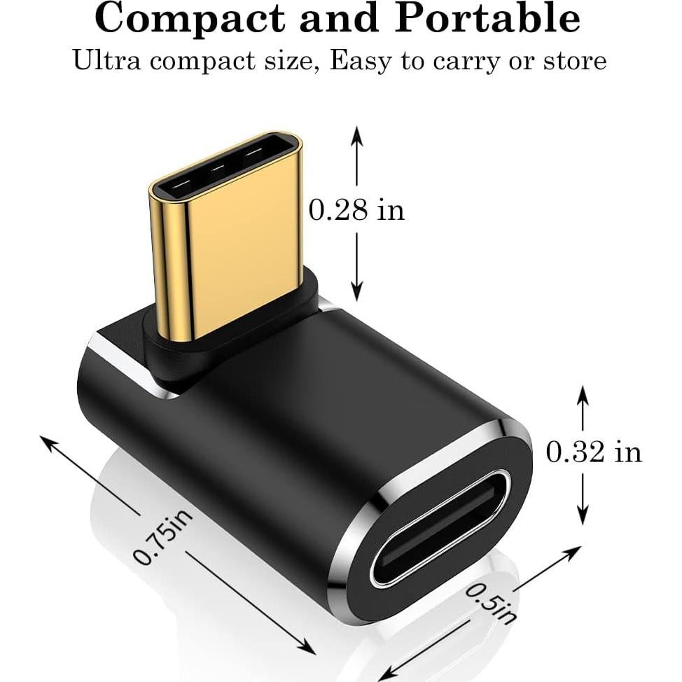 Adaptador USB C 90 Grados AuviPal - Paquete de 2, Negro
