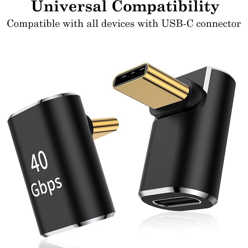 Adaptador USB C 90 Grados AuviPal - Paquete de 2, Negro