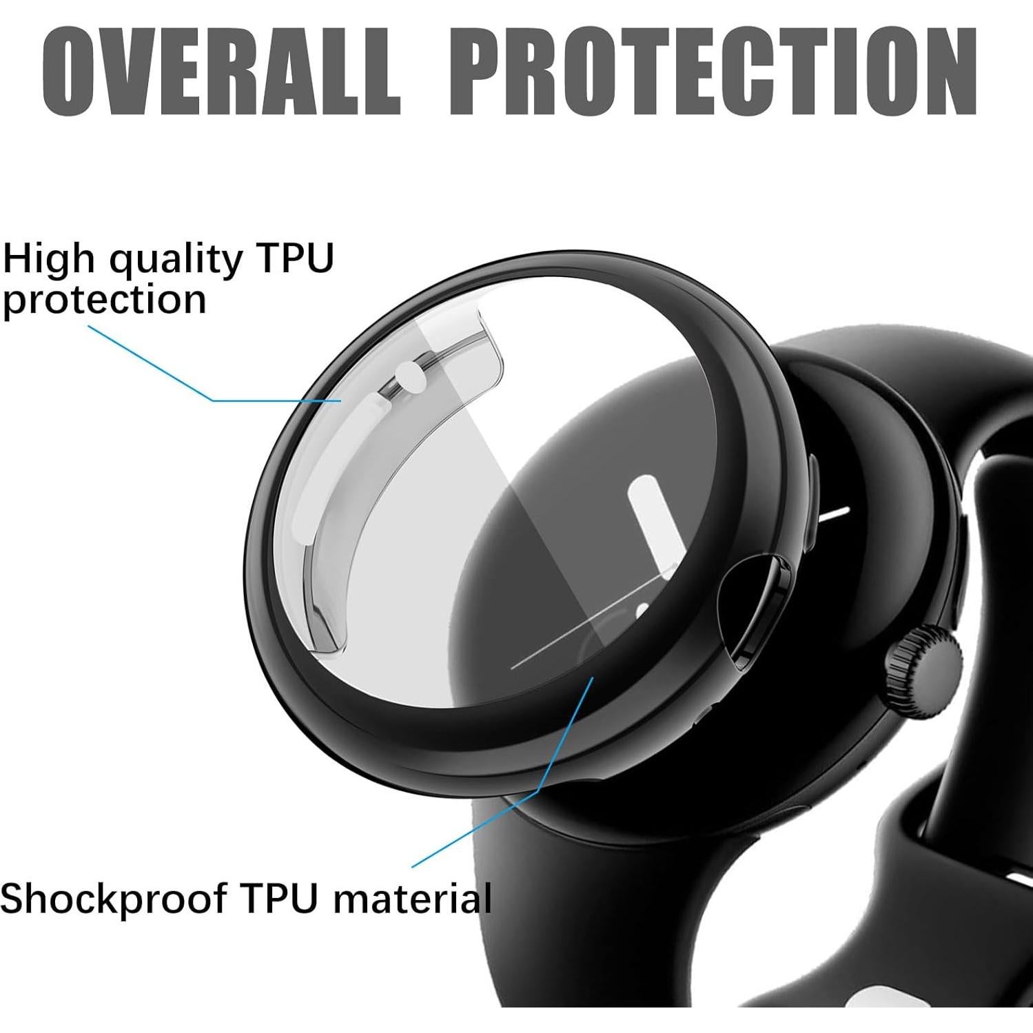 Funda Protectora Wugongyan para Google Pixel Watch 41mm Negro