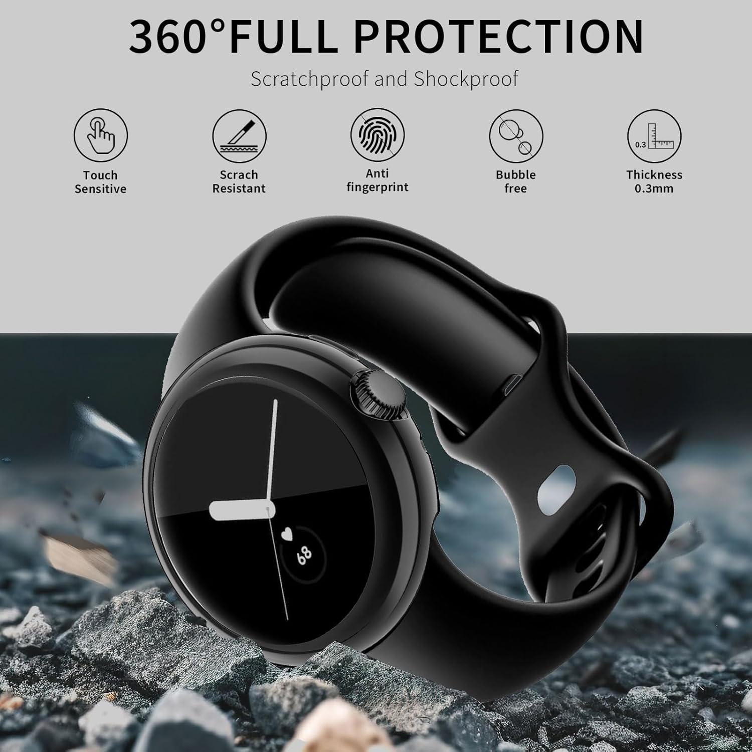 Funda Protectora Wugongyan para Google Pixel Watch 41mm Negro