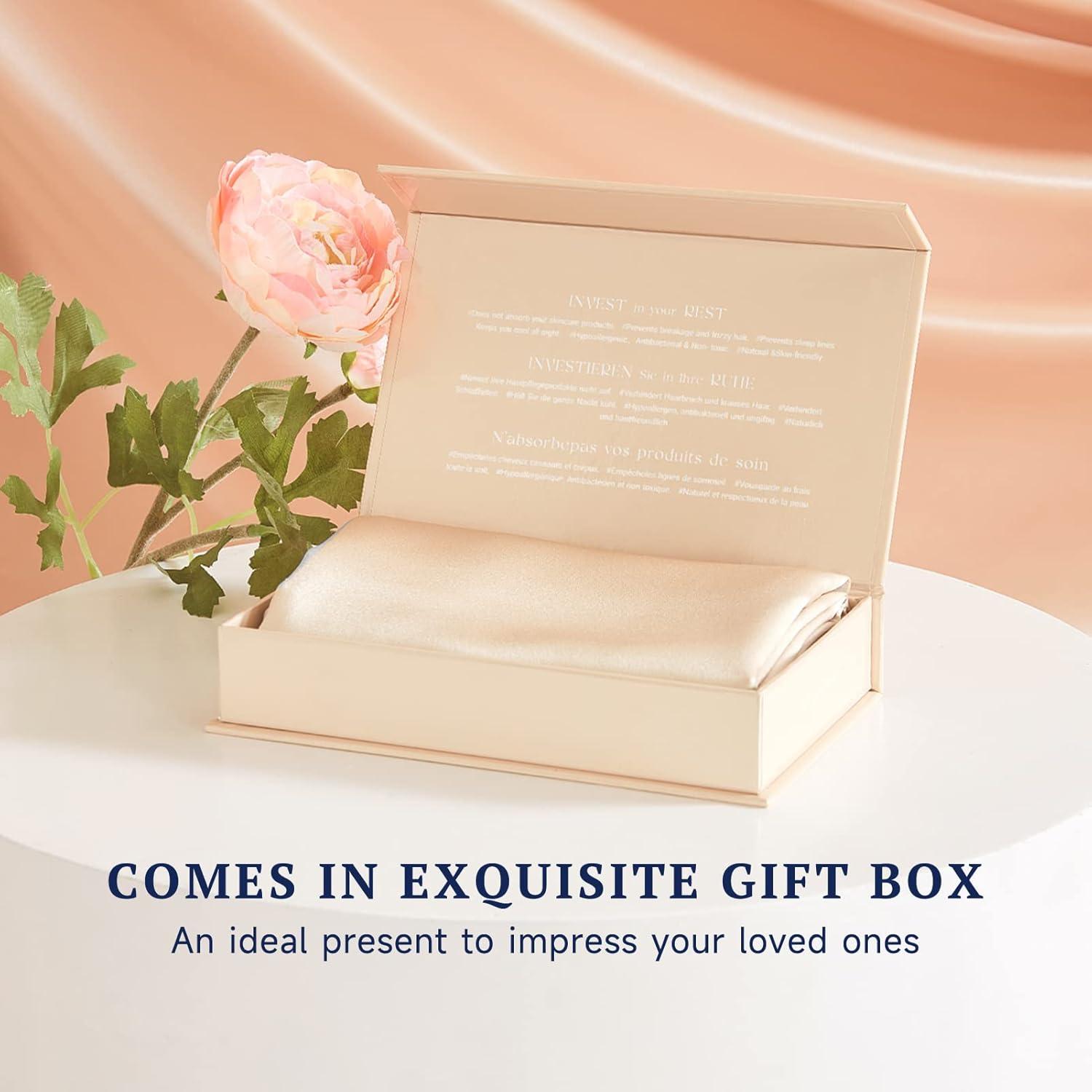 Funda de Almohada de Seda THXSILK 25 Momme Estándar 20x66 cm Beige